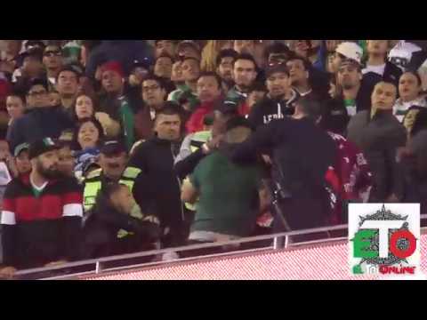 Fans fight at Mexico vs Iceland game in Levi's Stadium - YouTube