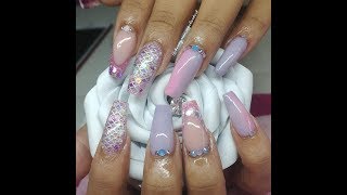 mermaid pink acrylic nail