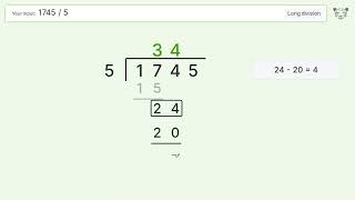 Long Division Problem 1745/5: Step-by-Step Video Solution