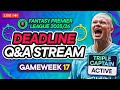 FPL GW17 LIVE DEADLINE STREAM 📸 | TRIPLE CAPTAIN ACTIVE 👑 🇳🇴 | Fantasy Premier League 2025/26