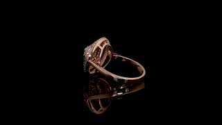 18K Rose Gold Diamond Halo Designer Ring for Women (Round &amp; Baguette Mix) #diamond #ring #jewelry