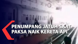 Penumpang Jatuh Saat Paksa Naik Kereta Api di Stasiun Yogyakarta