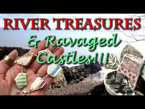 Beachcombing at stunning Ravenscraig Castle! Jewelry making a beautiful Spongeware pottery bracelet!