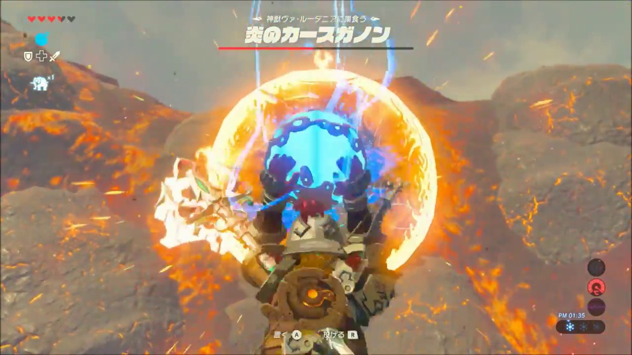 ゼルダの伝説botw ボス 炎のカースガノン 戦ノーダメージ攻略 炎の神獣ヴァ ルーダニア内部 ブレスオブザワイルド Youtube