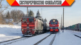 Исторический день ст. Моршанск: стоянка двух поездов, идущих в одну сторону с интервалом 10 минут!