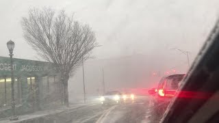 Driving Through A Snow Squall With Heavy Snowfall, Gusty Winds & Zero Visibility In New York
