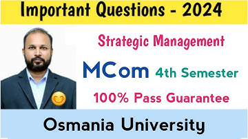Strategic Management Important Questions 2024 Mcom IV 4th Semester Sem imp OU @ABEDsir