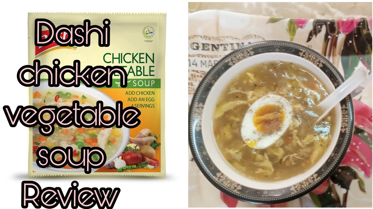 Dashi Chicken  vegetable soup review||5 min instent soup||