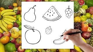 Owoce - Jak narysować jabłko banana gruszkę wiśnię - Rysowanie dla dzieci krok po kroku
