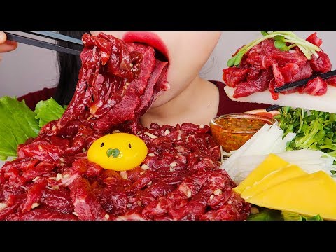 asmr-steak-tartare-'yukhoe'-korean-style-&-recipe-(no-talking)-eating-sounds-mukbang