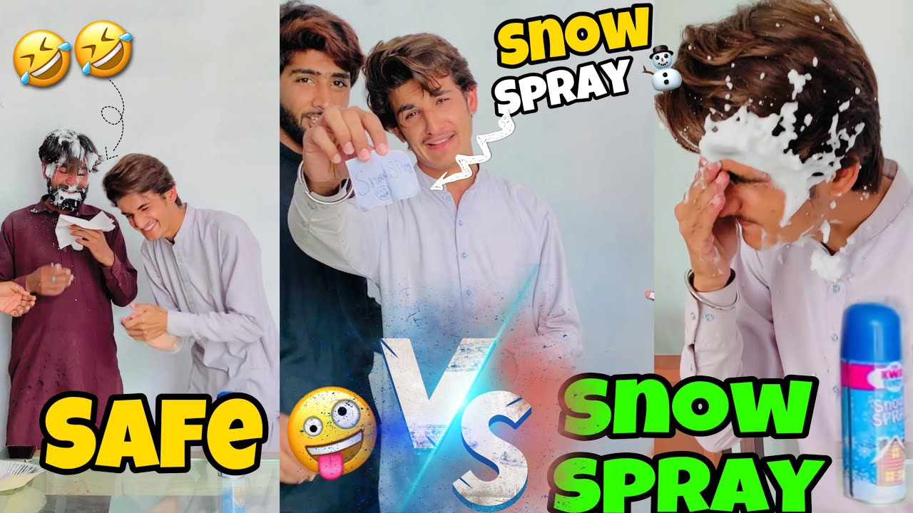 SAFE AND SNOW SPRAY CHALLENGE FUNNY VIDEO 