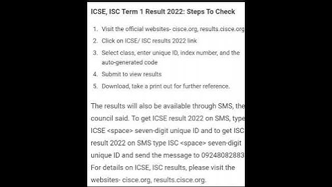 Result of November Semester 1 of ISC And ICSE 2021