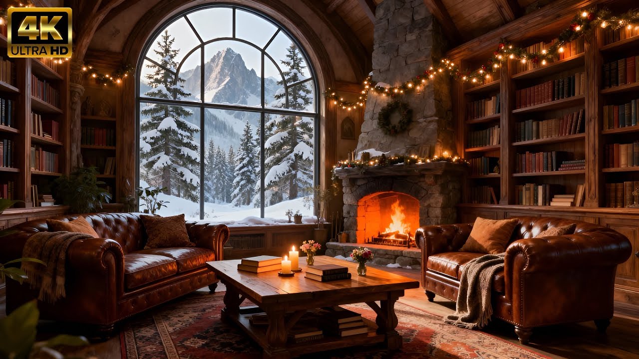 Ultimate Cozy Winter Jazz ❄️ Snowy Lakeside Library Ambience for Reading, Study & Relax, No Ads