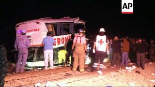 At least 16 people died and 22 were injured in a collision between a bus and a freight train in nort screenshot 3