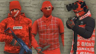 GTA V - 5 Easy Tryhard Outfits Tutorial #172 (Red Outfits 2024)