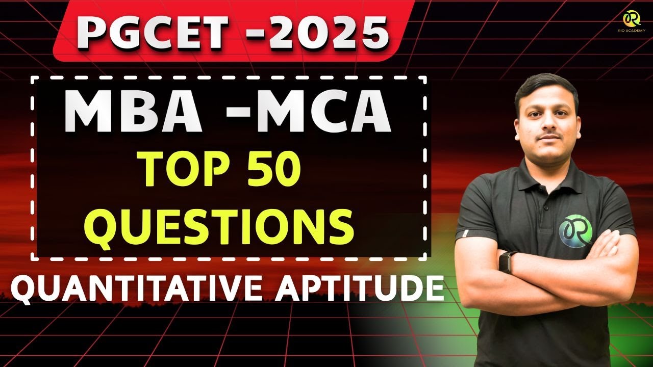 PGCET MBA - MCA 2026 | Quantitative aptitude | Top 50 Previous year ...