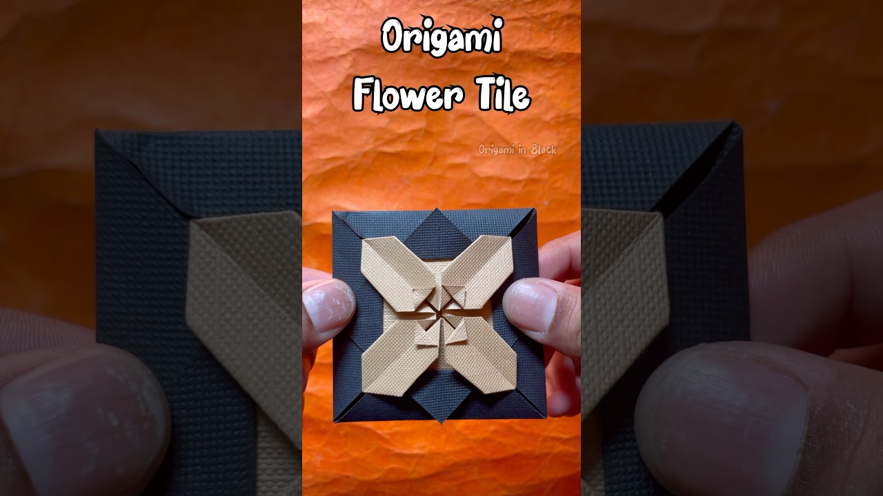 Easy Origami Flower Tile | How To Make a Paper Flower Tile | DIY Flower Tile | Origami in Black
