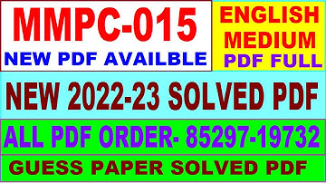 mmpc 015 solved assignment 2022-23 / mmpc 15 solved assignment in english / ignou mba new solved
