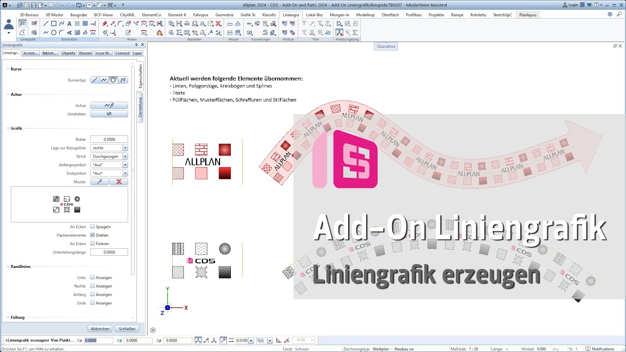 ALLPLAN Add-On Liniengrafik - Liniengrafik erzeugen und ändern