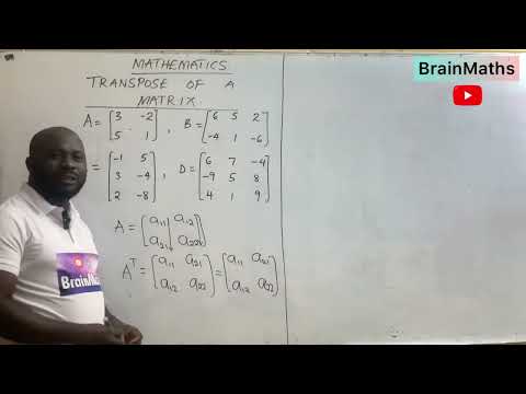 MATRICES: TRANSPOSE OF A MATRIX FOR GRADES 9, 10, 11 and 12