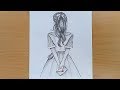 How to draw a girl with envelope/pencil sketch step by step