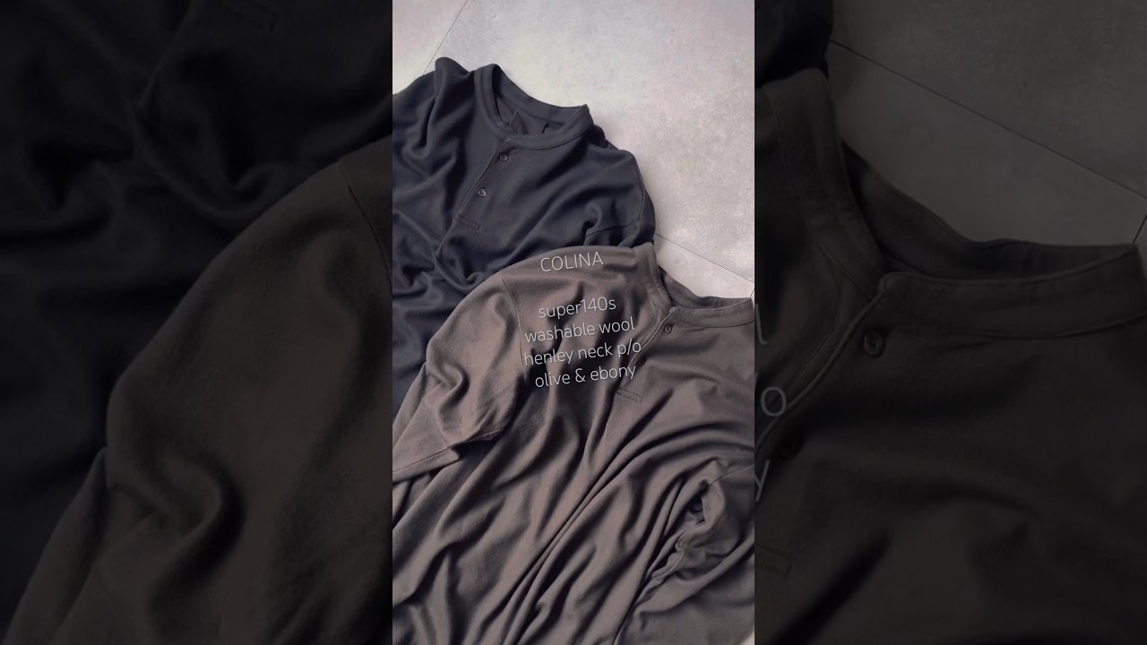 COLINA super140s washable wool jersey henleyneck p/o olive&ebony 