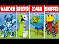 WARDEN vs CREEPER vs ZOMBIE vs SNIFFER - Minecraft BUILD CHALLENGE / +Animation