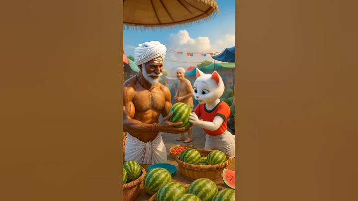 Farmer and cat plant a watermelon tree there are watermelons in the field 😭 #ai #cat #farmer