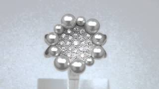 Pt900  アコヤ無調色パール・ダイヤモンド　リング