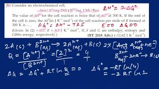 Q. 52. Consider an electrochemical cell,A(s) | A"*(aq, 2M) || B?''*(aq, 1 M) | B(s)||#chemistry