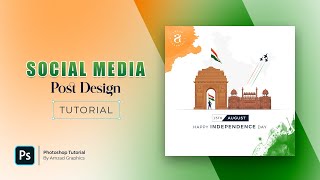 Independence Day Social Media Post Design in Photoshop | Photoshop Tutorial screenshot 4