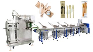 Automatic Cutlery Set Wrapping Machine for Napkin, Spoon, Fork, Knife, and Toothpick
