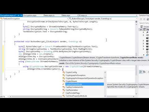 ASP.NET 4.5 Expert Skills Lesson 3-3: Decrypt data using the AES standard
