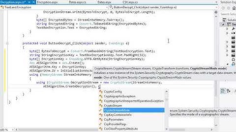 ASP.NET 4.5 Expert Skills Lesson 3-3: Decrypt data using the AES standard