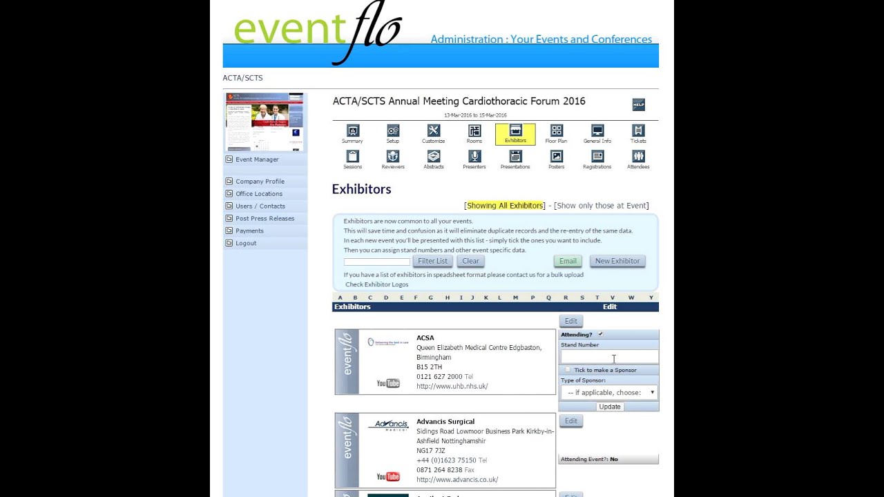 EVENTFLO TUTORIAL 7: Setting up your exhibitors