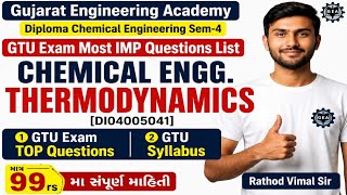 🔥GTU TOP IMP For Chemical Engineering Thermodynamics IMP Question 2026 | Diploma Chemical Sem-4💯#gtu
