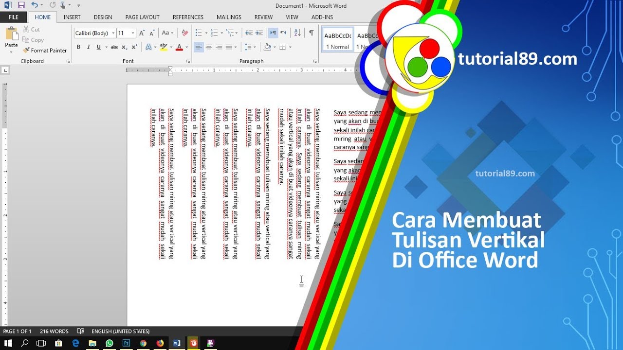 Cara Membuat Tulisan Vertikal Di Word Youtube