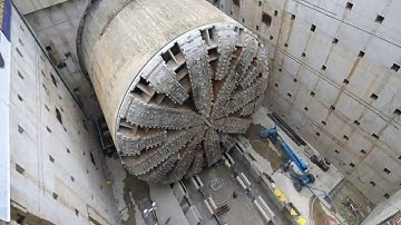 Seattle SR 99 Bertha 10-month time-lapse - frame per hour - tunneling machine disassembly area