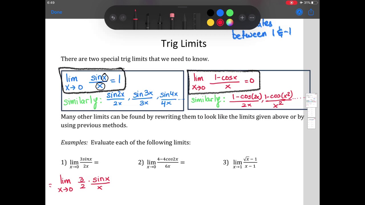 Unit 14 Lesson 6Trig Limits & Limits Using Calculators YouTube