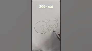 How to Draw a cute Cat using Numbers 200 / Cat Drawing Easy way #shorts #viral #trending