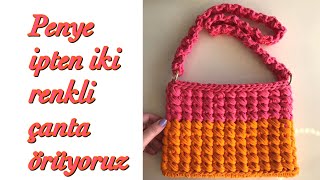 Penye Ipten Iki Renkli Baget Çanta Yapımı Yeni Başlayanlar İçin Kolay Çanta Yapımı Iğişi