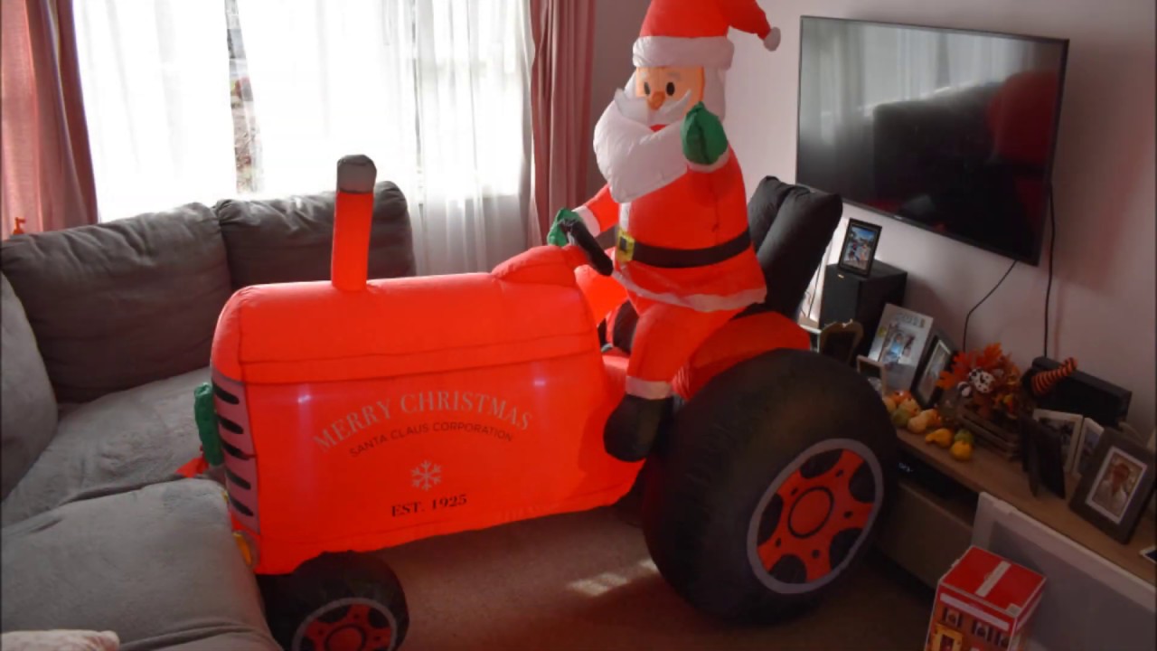 Santa's Vintage Tractor Airblown Inflatable Christmas unboxing YouTube