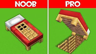 Minecraft Battle: BED HOUSE BUILD CHALLENGE  NOOB vs PRO vs HACKER vs GOD in Minecraft!