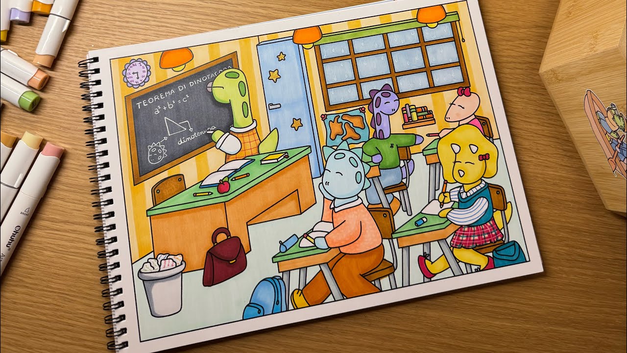 Coloriamo insieme in live 🖌️🦕 Dinosauri fanno cose da colorare in autunno🍂 #13 Classe