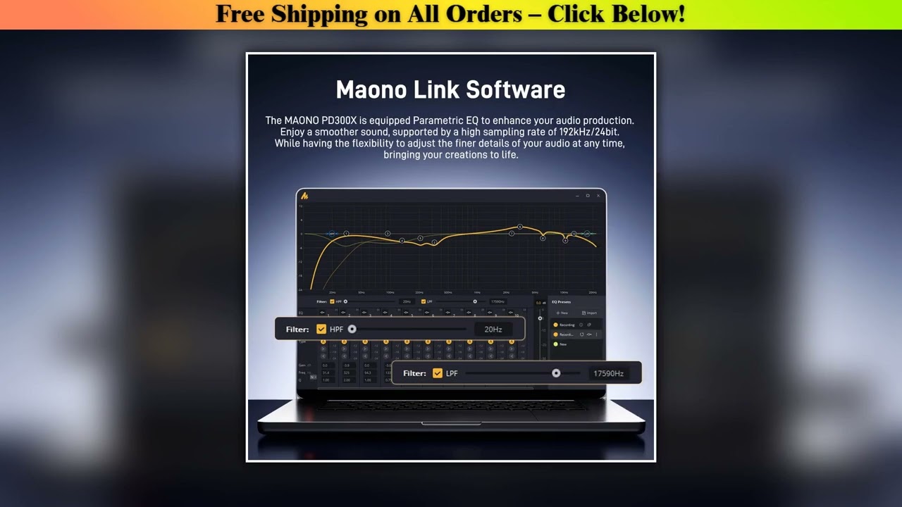 Maono PD300X Dynamic Microphone XLR USB Podcast Recording Mic 192kHz24bit for Content Creation