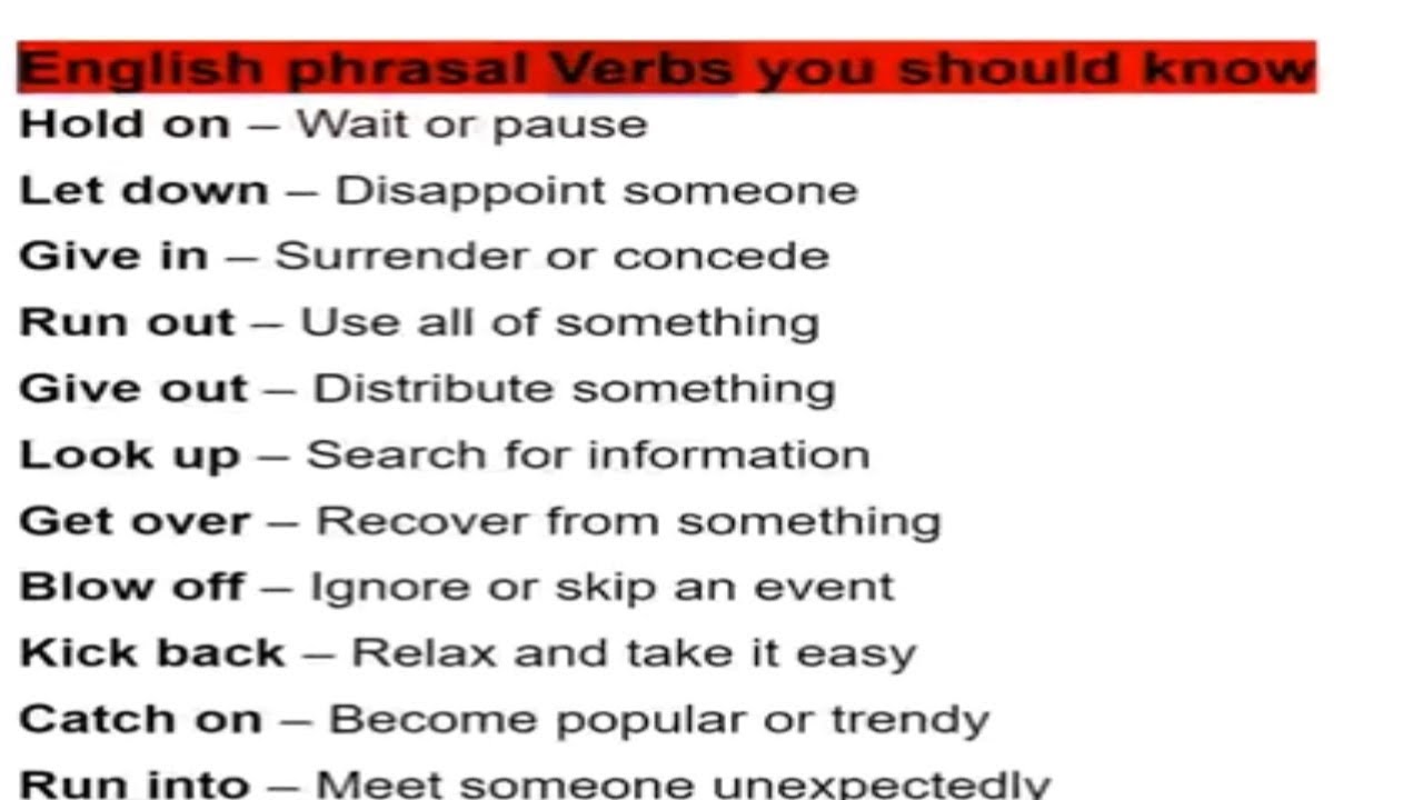 English Phrasal Verbs You Should Know – Essential for Fluency - YouTube