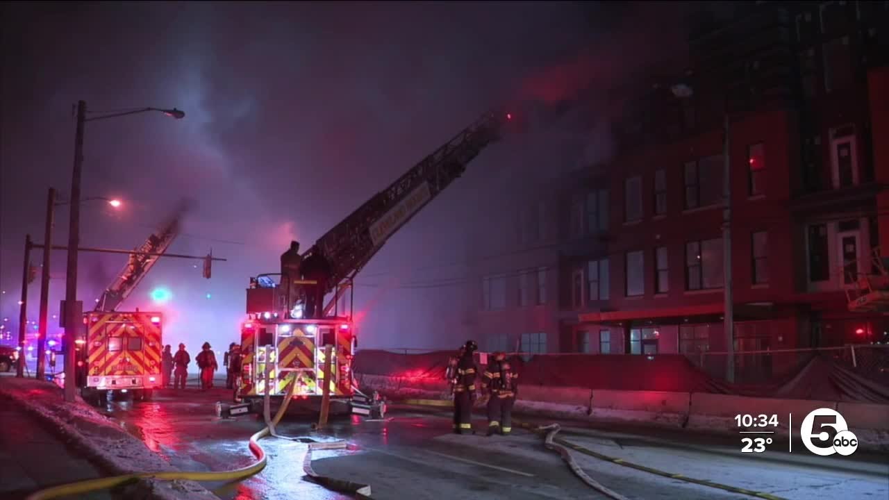 Firefighters still working to contain Cleveland Heights apartment building fire 14 hours later