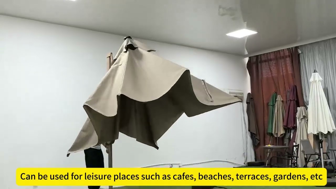 Khaki square double-top Roman light strip umbrella factory real shot display