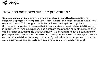 Preventing Cost Overruns
