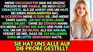 Meine Familie ignorierte Omas Hilferuf — ich setzte 500 Euro ein, sie gewann 333 Millionen im Lotto.